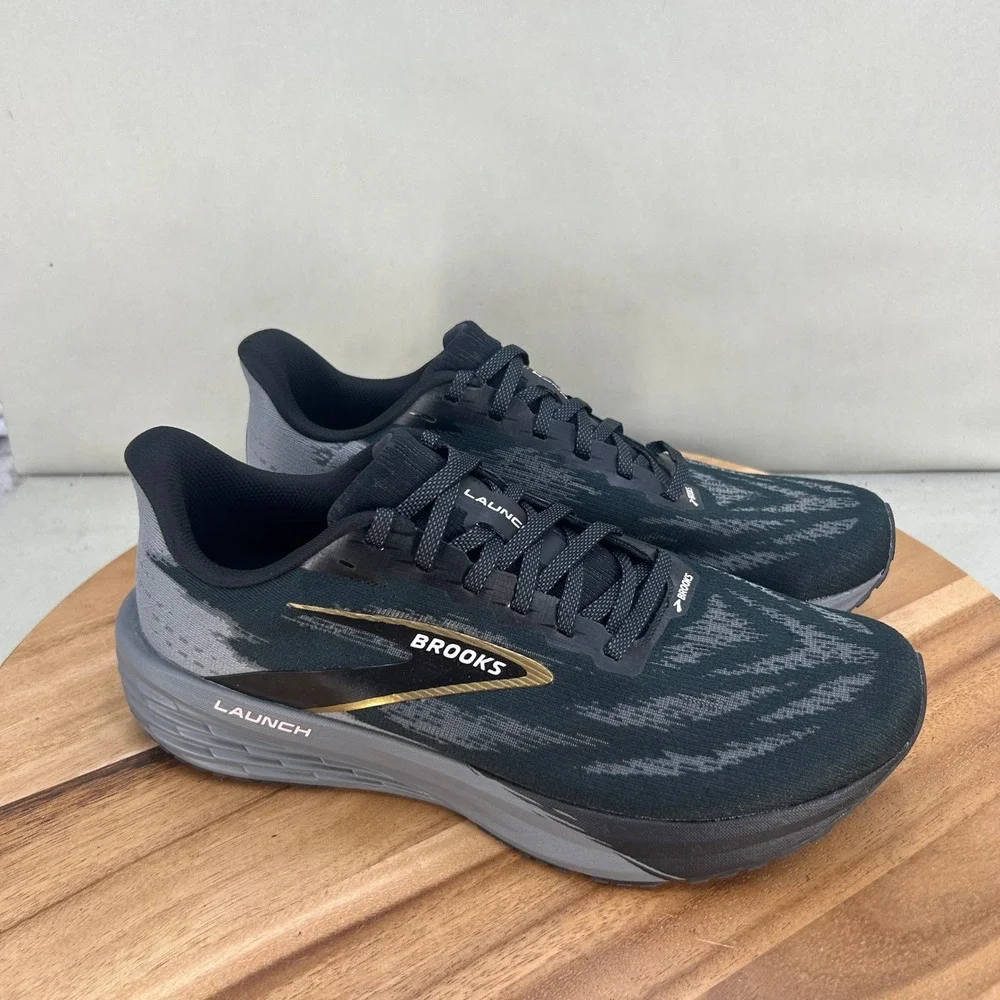 Brooks Launch 11 Mens Running Shoes Black Grey Gold 1104501D077 Size 9 D